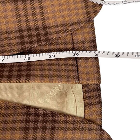 Vintage Aquascutum Brown Virgin Wool plaid Check Sport Coat Blazer Men’s 42R - Picture 9 of 10